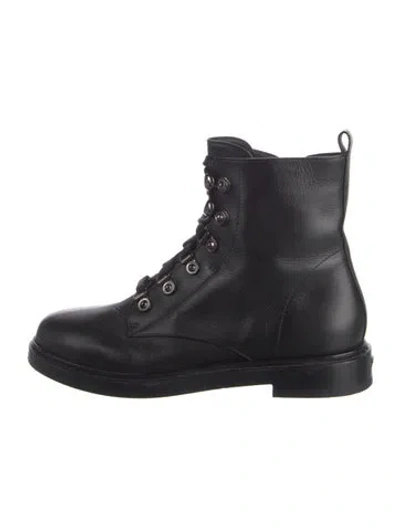 Pre-owned Le Silla Leather Combat Boots In Black