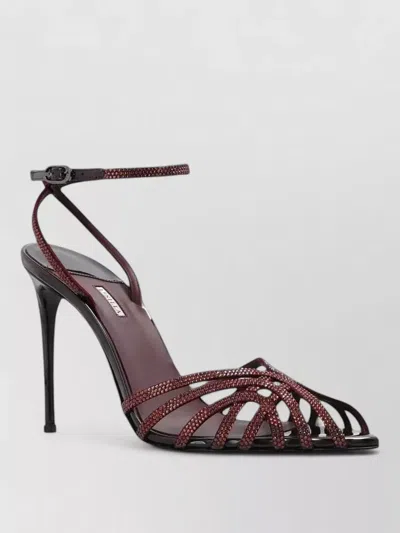 Le Silla Leather Crystal-embellished Sandals In Brown