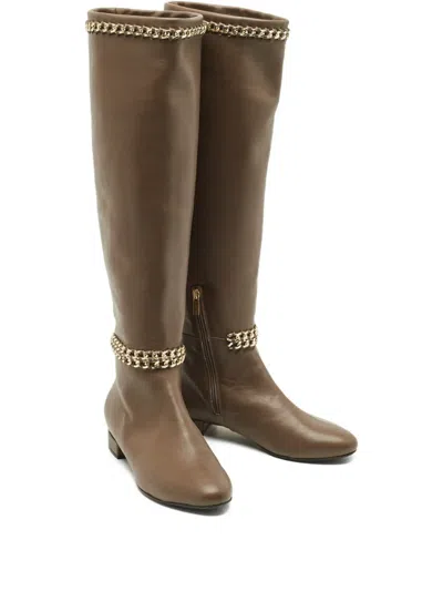 Pre-owned Le Silla Leather Knee-high Boots In Brown