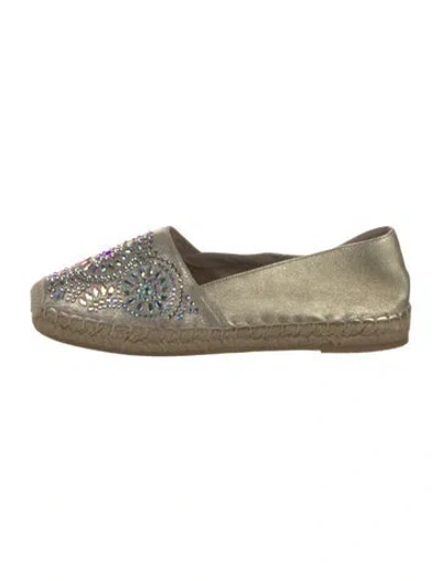 Pre-owned Le Silla Leather Patterned Espadrilles In Silver