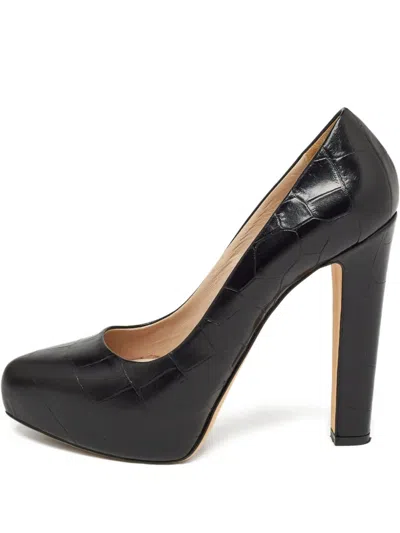 Pre-owned Le Silla Leather Platform Pumps In Black