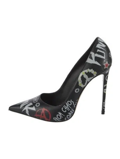 Pre-owned Le Silla Leather Printed Pumps In Black