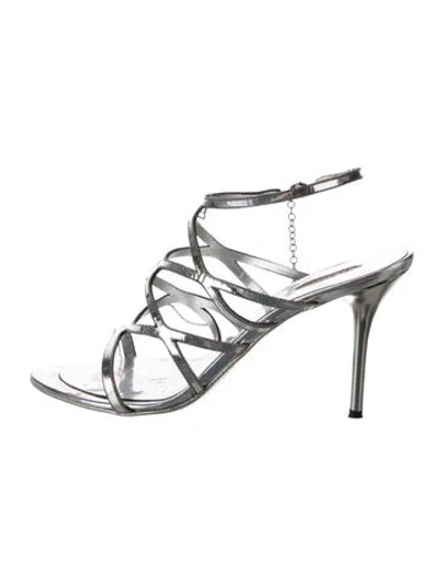 Pre-owned Le Silla Leather Sandals In Metallic/silver
