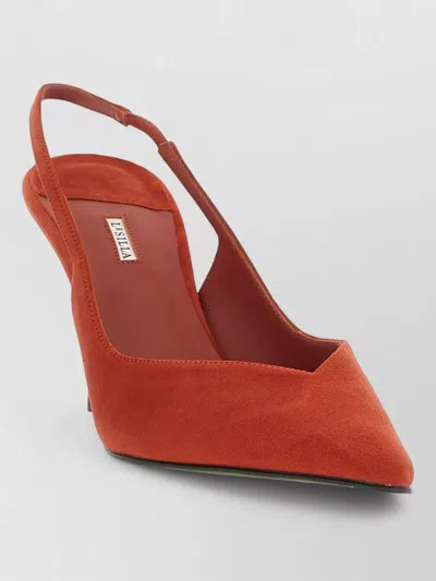 Le Silla Leather Slingback Mules In Orange