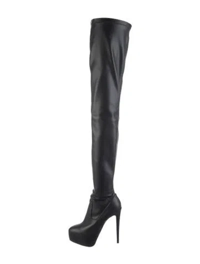 Pre-owned Le Silla Leather Sock Boots In Black