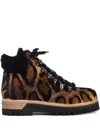 Le Silla Leopard-print Lace-up Boots In Brown