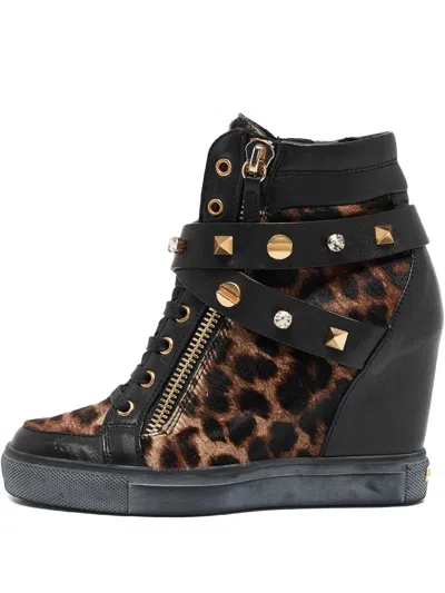 Pre-owned Le Silla Leopard-print Wedge Sneakers