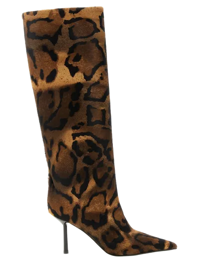 Le Silla Leopard-print Calf Boot In Brown