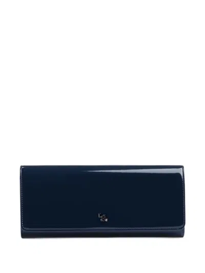 Le Silla Logo-plaque Patent-finish Clutch Bag In Blue