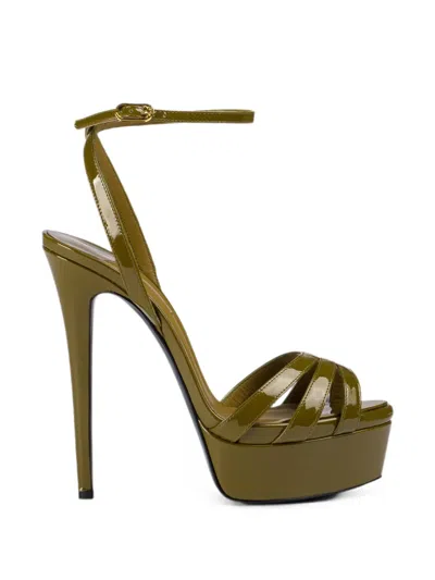 Le Silla Lola Patent-leather Sandals In Animal Print