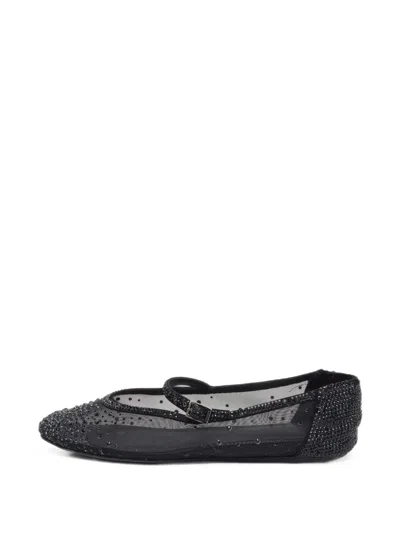 Pre-owned Le Silla Mary Jane Crystal-embellished Ballet Flats In Black