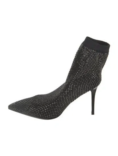 Pre-owned Le Silla Mesh Crystal Embellishments Sock Boots In Black