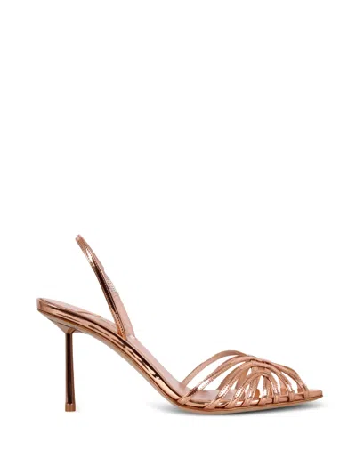 Le Silla Metallic Cage-style Sandals In Silver