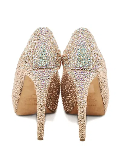 Pre-owned Le Silla Metallic Crystal Pumps In Neutral