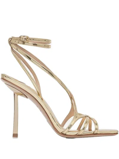 Le Silla Metallic Leather Heeled Sandals In Gold