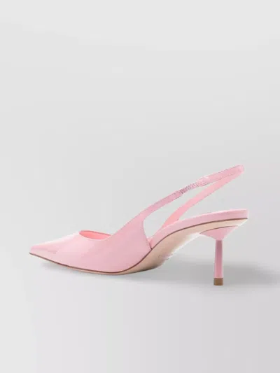 Le Silla Mid Heel Patent Pointed Toe Pumps In Pink