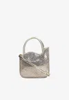Le Silla Mini Ivy Crystal-embellished Top Handle Bag In Gold