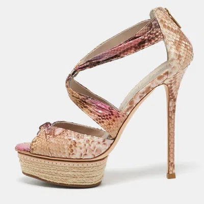 Pre-owned Le Silla Multicolor Snakeskin Platform Sandals Size 37.5