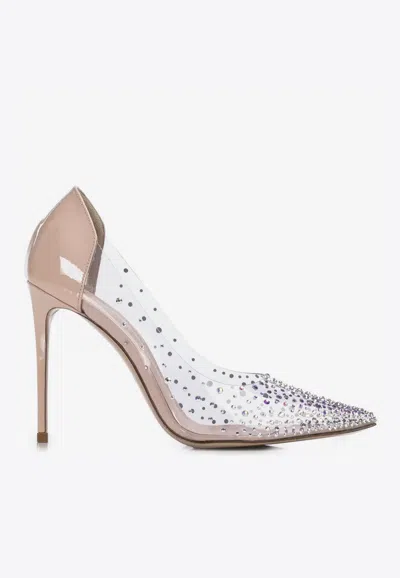 Le Silla Nicole 100 Crystal-embellished Patent Leather Pumps In White