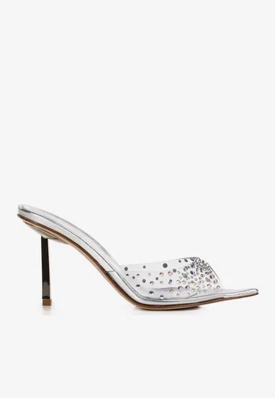Le Silla Nicole 80 Studded Pvc Mules In Silver
