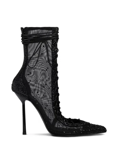 Le Silla Nicole Embellished Lace-up Boots In Black