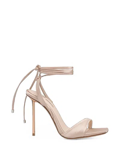 Le Silla Nyra Satin Lace-up Sandals In Neutral