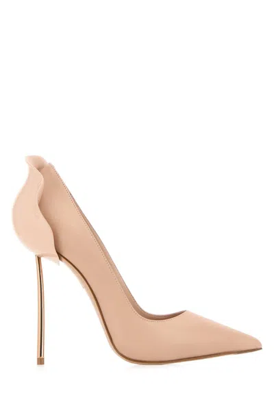 Le Silla Pastel Pink Leather Petalo Pumps In Nude