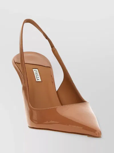 Le Silla 'patent Finish' Slingback With Stiletto Heel In Brown