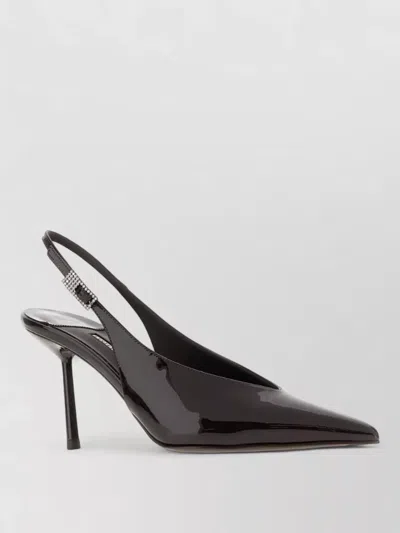 Le Silla Patent Leather Pumps Pointed Toe Slingback In Brown