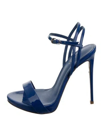 Pre-owned Le Silla Patent Leather Sandals In Blue