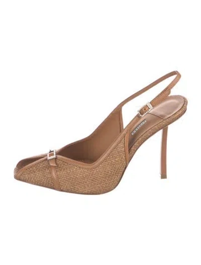 Pre-owned Le Silla Patent Leather Slingback Pumps In Brown