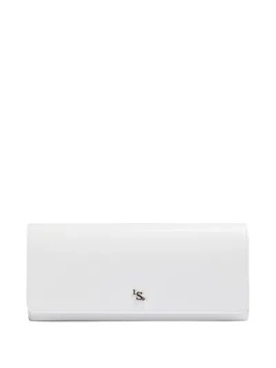 Le Silla Patent-finish Logo-plaque Clutch Bag In White
