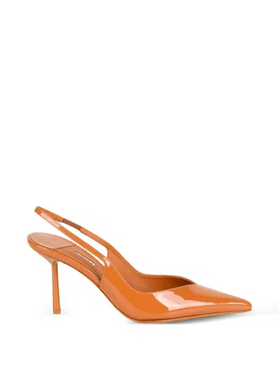 Le Silla Patent-finish Slingback Sandals In Brown