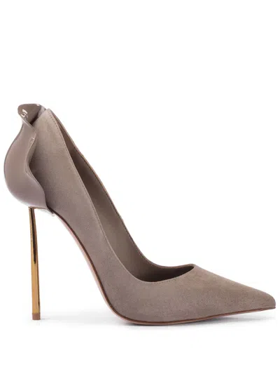 Le Silla Petalo Leather Pumps In Grey