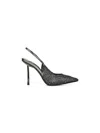 Le Silla Pewter Gilda 100mm Crystal Slingback In Gray