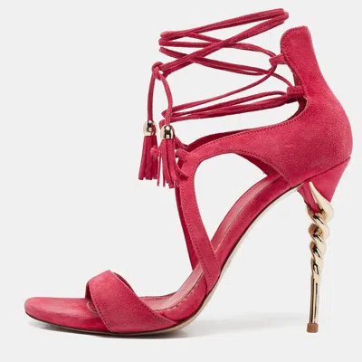 Pre-owned Le Silla Pink Suede Ankle Strap Sandals Size 40