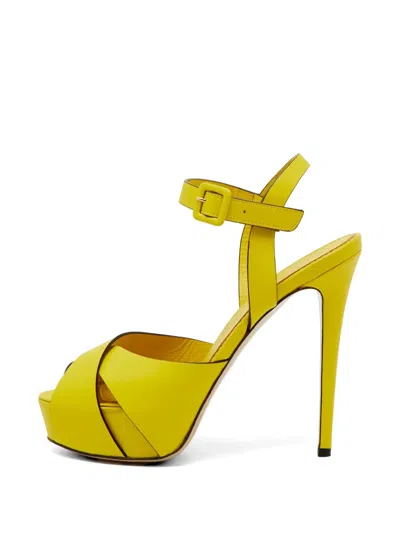 Pre-owned Le Silla Platform Ankle-strap Sandals In Yellow