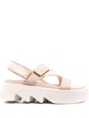 Le Silla Platform Touch-strap Sandals In Neutrals