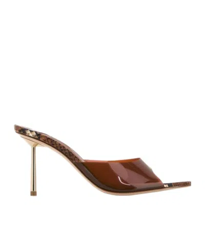 Le Silla Bella 80 Python-print Mule Sandals In Brown