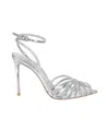 Le Silla Embrace Lame' Fabric Sandals In White