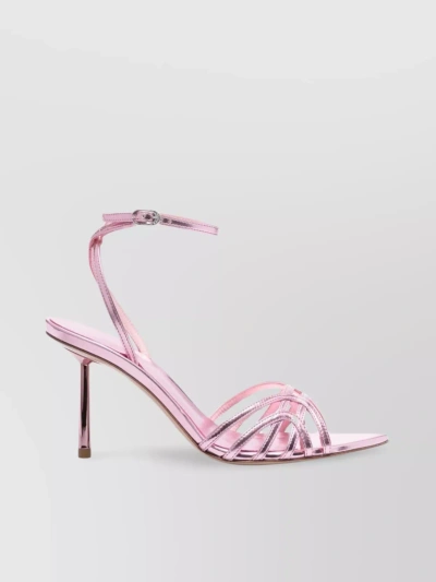 Le Silla Pointed Toe Metallic Strappy Heel Sandals In Pastel