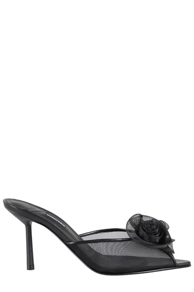 Le Silla Pointed Toe Sandals With 3d Floral Appliqué