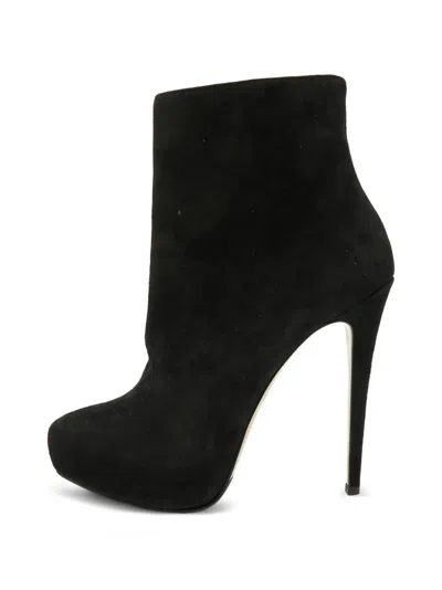 Pre-owned Le Silla Pointed Toe Zip-up Ankle Boots In Black