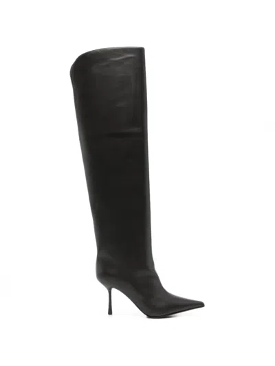 Le Silla Pointed-toe Leather Boots In Black