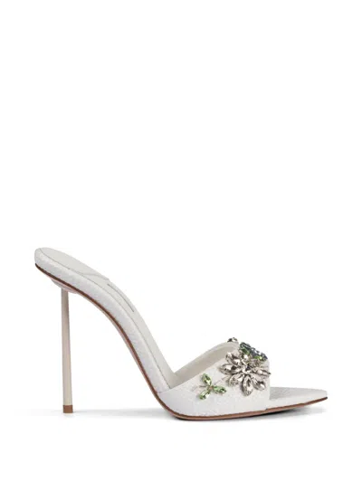 Le Silla Prairie Floral Sandals In White