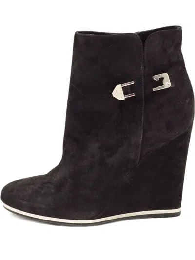 Pre-owned Le Silla  110mm Suede Buckle-detail Boots