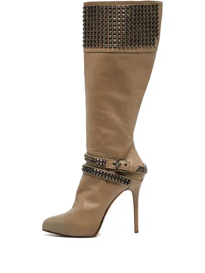 Pre-owned Le Silla  115mm Studded Knee-high Boots