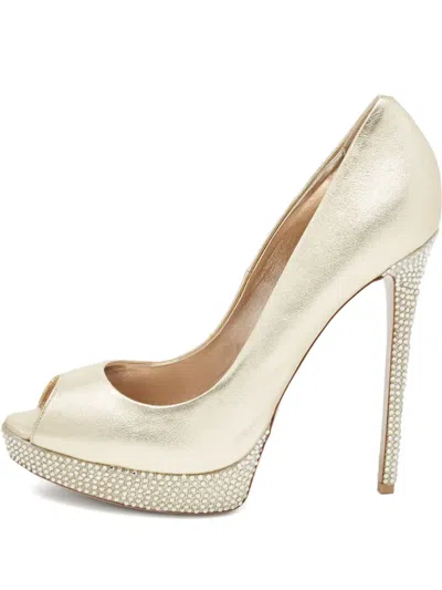 Pre-owned Le Silla  140mm Embellished Heel Pumps In Gold