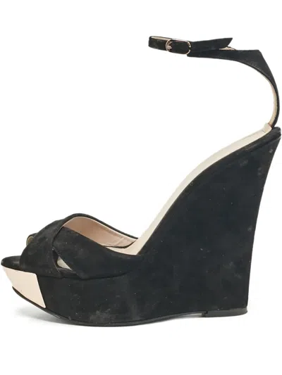 Pre-owned Le Silla  140mm Suede Wedge Sandals