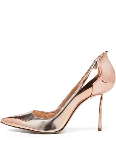 Pre-owned Le Silla  85mm Petalo Metallic Leather Pointed-toe Pumps